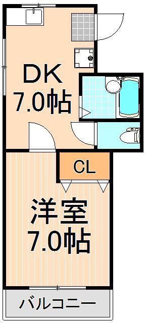 第1アサヒハイツ(1K/3階)の間取り写真