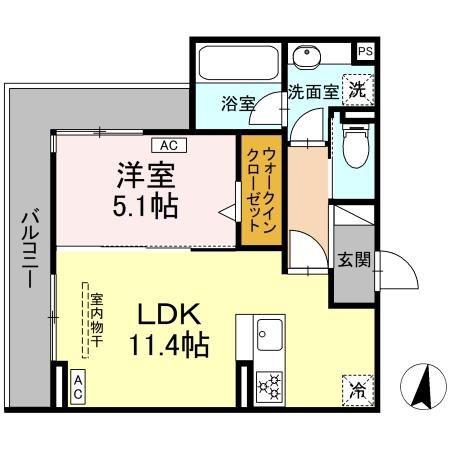 グランディール レオン(1LDK/2階)の間取り写真