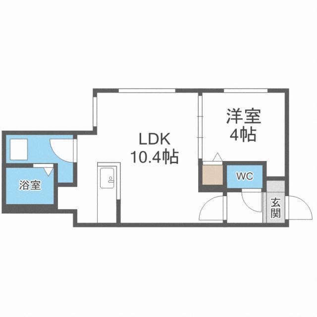 ミカーサN26(1LDK/2階)の間取り写真