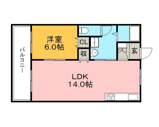 組坂ビル9(1LDK/3階)の間取り写真