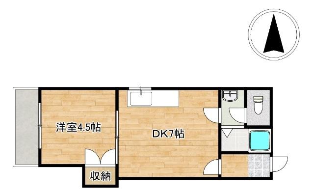 アークヒルズ(1DK/4階)の間取り写真