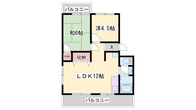 パークサイドハイツ 旧館(2LDK/2階)の間取り写真
