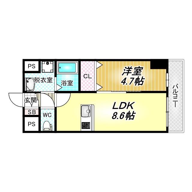 FREEDOM RESIDENCE 藤井寺岡(1LDK/7階)の間取り写真