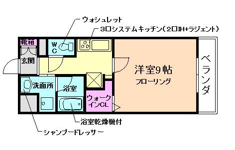フェリーチェ(1K/1階)の間取り写真
