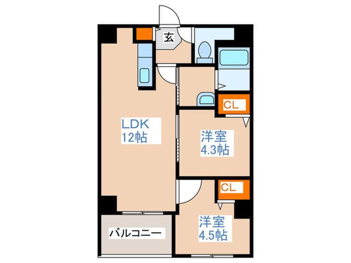 CASA VERDE HIRAGISHI (2LDK/3階)の間取り写真