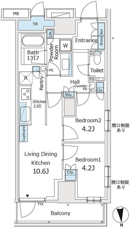 パークホームズ東陽町(2LDK/3階)の間取り写真