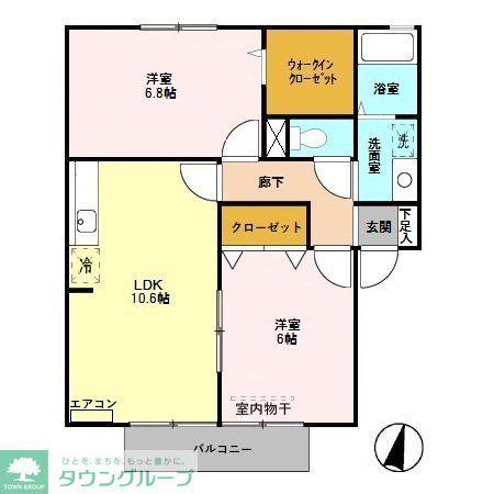 グランシャリオE棟(2LDK/2階)の間取り写真