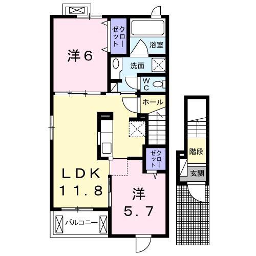 プルマージュII(2LDK/2階)の間取り写真