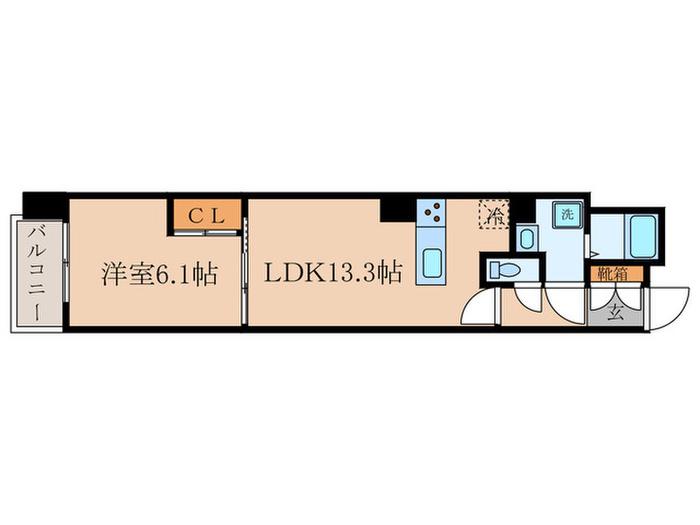 CALM小川通(1LDK/3階)の間取り写真
