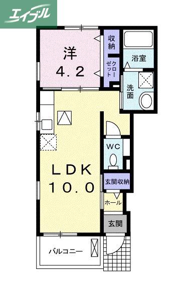 サウスエイト III(1LDK/1階)の間取り写真