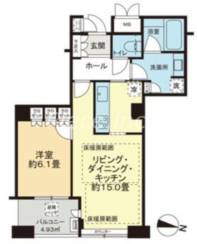 ディーグラフォート大阪N.Y.タワーHIGOBASHI(1LDK/15階)の間取り写真