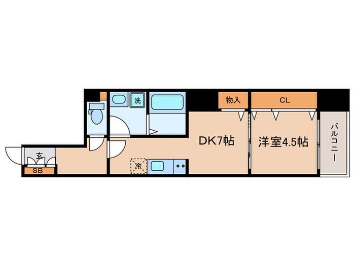 クリスタルガーデン(1DK/2階)の間取り写真