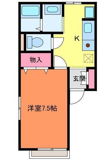 プレステージ悠(1K/2階)の間取り写真