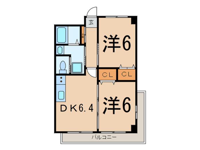 月村マンションNO.32(2DK/2階)の間取り写真