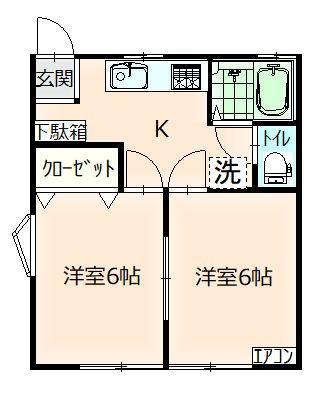 ミナトハイツ(2DK/1階)の間取り写真