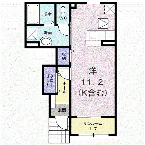 ナチュラルミント(ワンルーム/1階)の間取り写真