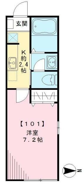 メインチェリー2(1K/1階)の間取り写真