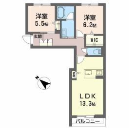 プエンテ サツキ(2LDK/1階)の間取り写真