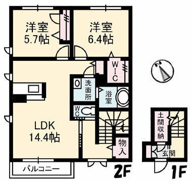 フォレナ(2LDK/2階)の間取り写真