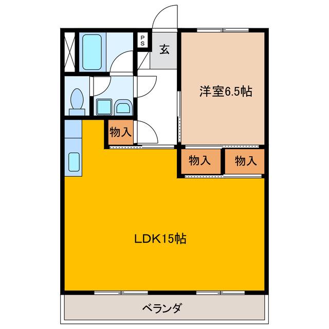 エスポワール長良(1LDK/4階)の間取り写真