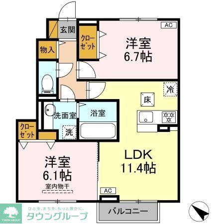 ポテトドゥーエ(2LDK/1階)の間取り写真