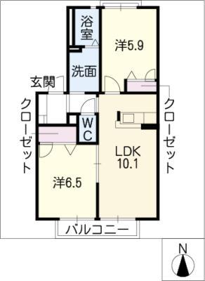 プモリハイツ(2LDK/2階)の間取り写真