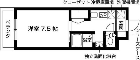 ヌーベルポルト向山(1K/3階)の間取り写真