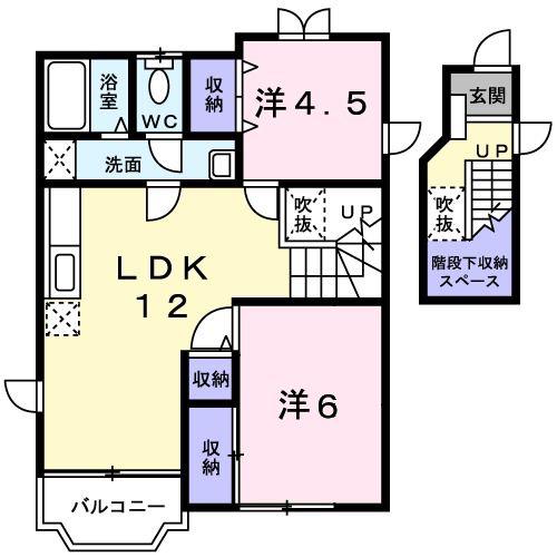 サンライフ B(2LDK/2階)の間取り写真