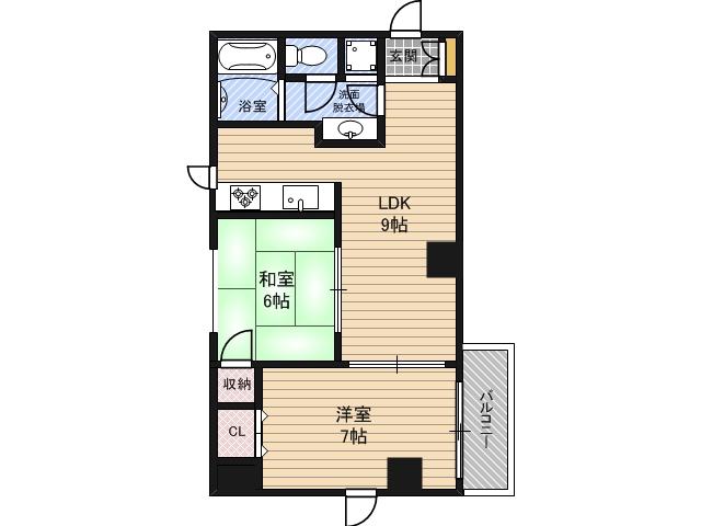 ドムス高倉(2LDK/6階)の間取り写真