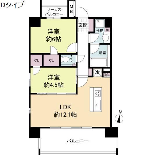 ヴェルテックス(2LDK/7階)の間取り写真