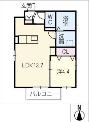 津駅西口マンション(1LDK/1階)の間取り写真