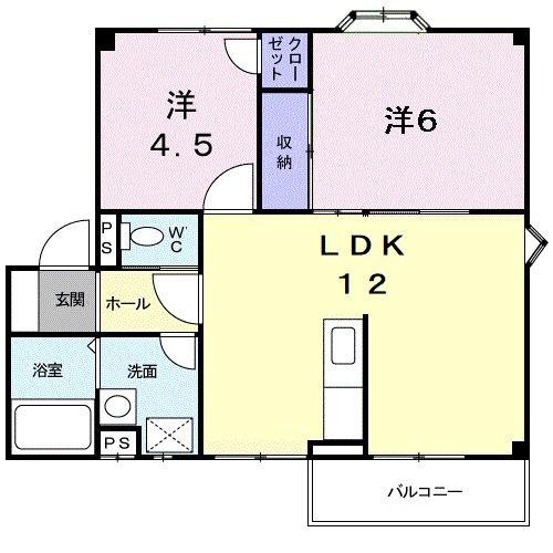 ウイニングラン II棟(2LDK/1階)の間取り写真