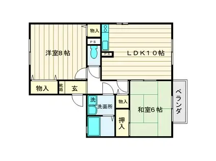 エスポワールK(2LDK/1階)の間取り写真