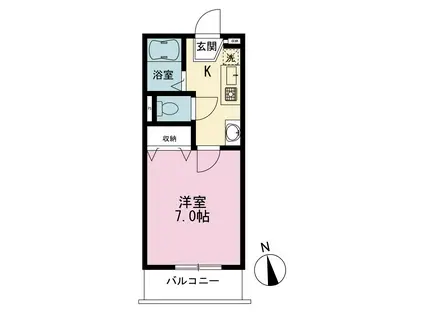ルナコート山手(1K/1階)の間取り写真