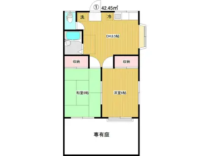 カメリアハイツ(2DK/1階)の間取り写真