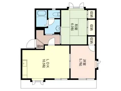 ボンエスポワール C(2LDK/1階)の間取り写真