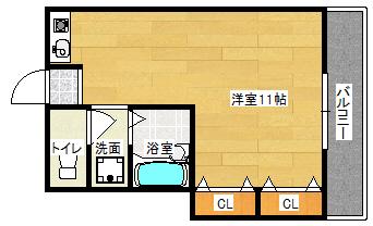 クレセール春日出(ワンルーム/1階)の間取り写真