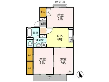 タウンハウス愛野公園 D(3DK/1階)の間取り写真