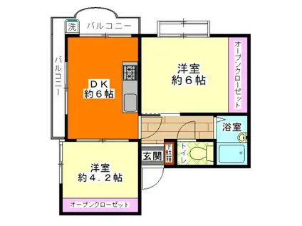 カシオペアハイム(2DK/3階)の間取り写真