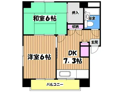 トップヒルズ(2DK/3階)の間取り写真