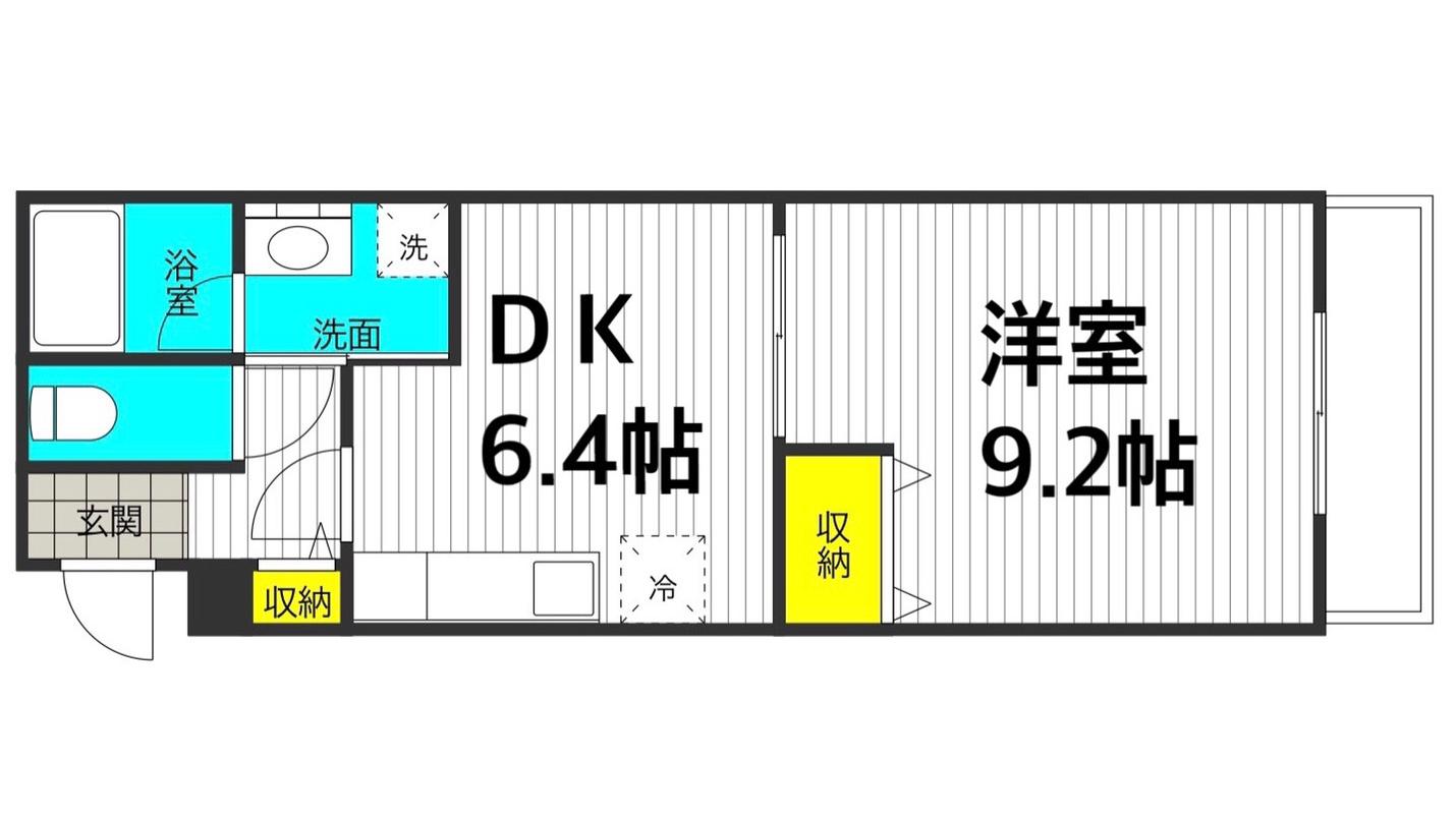 アルミュール桜ヶ丘 I番館(1DK/1階)の間取り写真