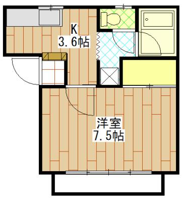 フッティックス(1K/1階)の間取り写真
