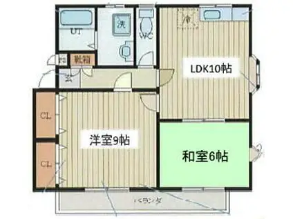 ヴェルジェII(2LDK/2階)の間取り写真