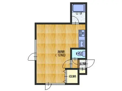 ツバキハウス(ワンルーム/2階)の間取り写真