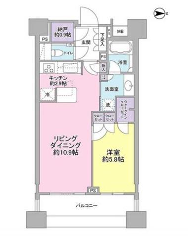 パークハウス千代田富士見(1LDK/3階)の間取り写真