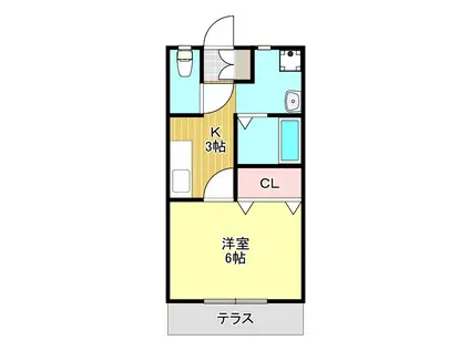 コーポ・エル(1K/1階)の間取り写真