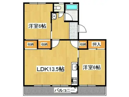 ジョイス3A(2LDK/1階)の間取り写真