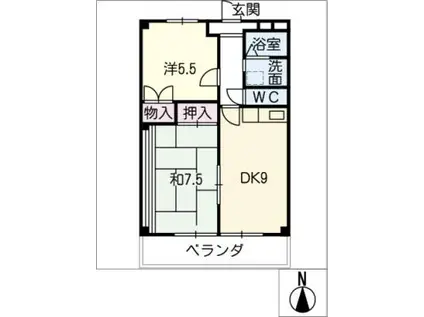 グリーンハイツ丸新(2DK/2階)の間取り写真