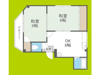 ハイツイケダ(2DK/3階)の間取り写真