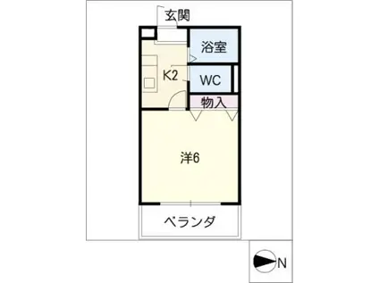 シャンボール瑞穂(1K/2階)の間取り写真